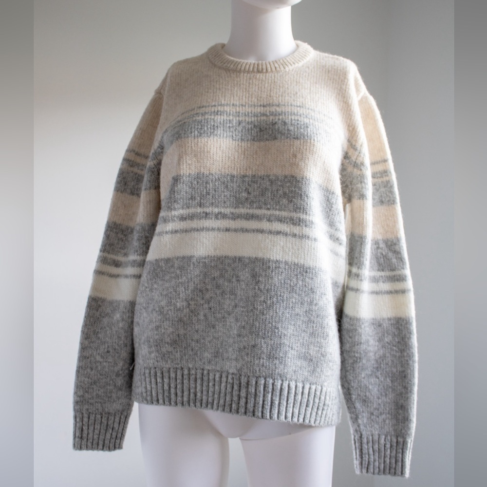 Express Wool Blend Gradient Striped Long Sleeve Men's Crew Knit Sweater Sz Large